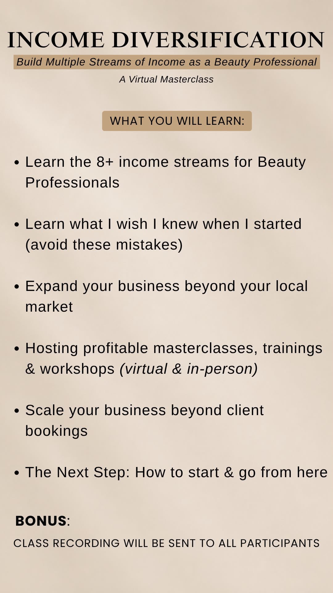 INCOME DIVERSIFICATION MASTERCLASS with Ginika Temple